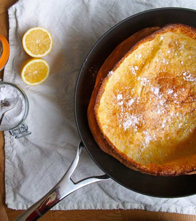 German Pancake with Lemon and Powdered Sugar | the Worktop 