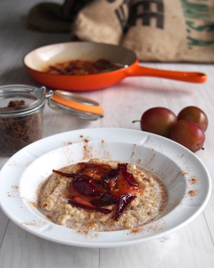 Steel Cut Oats with Seared Plums