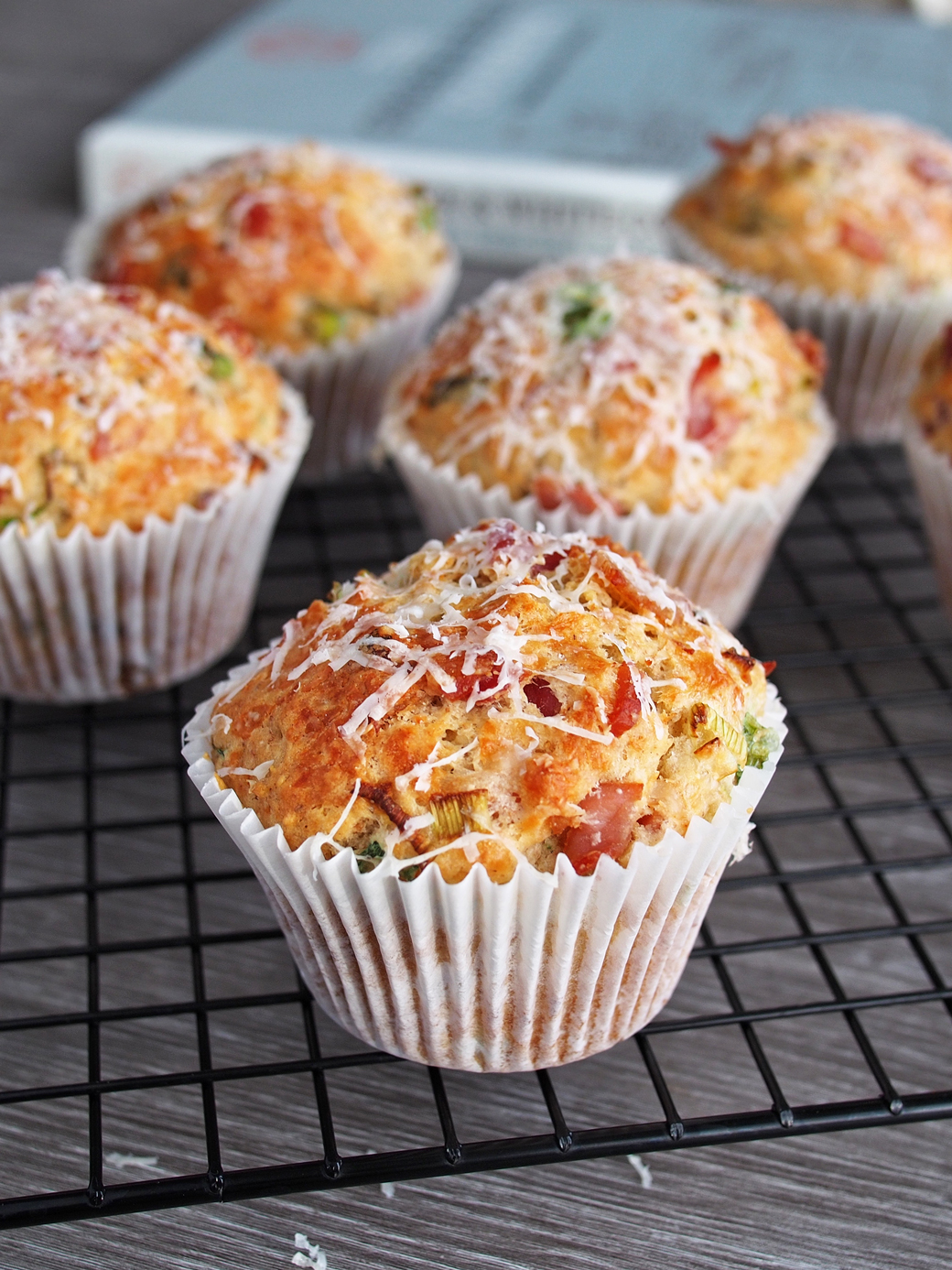 Savory Muffins with Bacon, Parmesan and Spring Onions