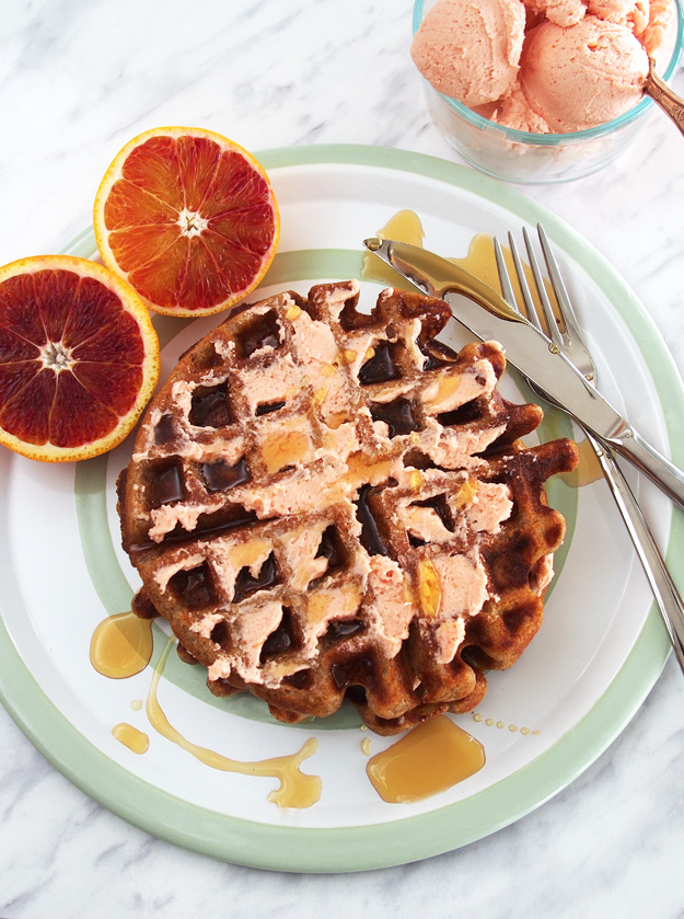 Sprouted Buckwheat Waffles with Blood Orange Whipped Butter