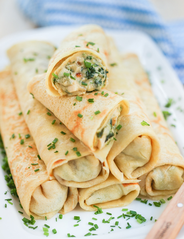 Chicken and Chive Rolled Crepes by Thirsty For Tea