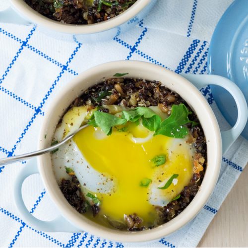 Individual Baked Duck Eggs with Quinoa (GF) The Worktop