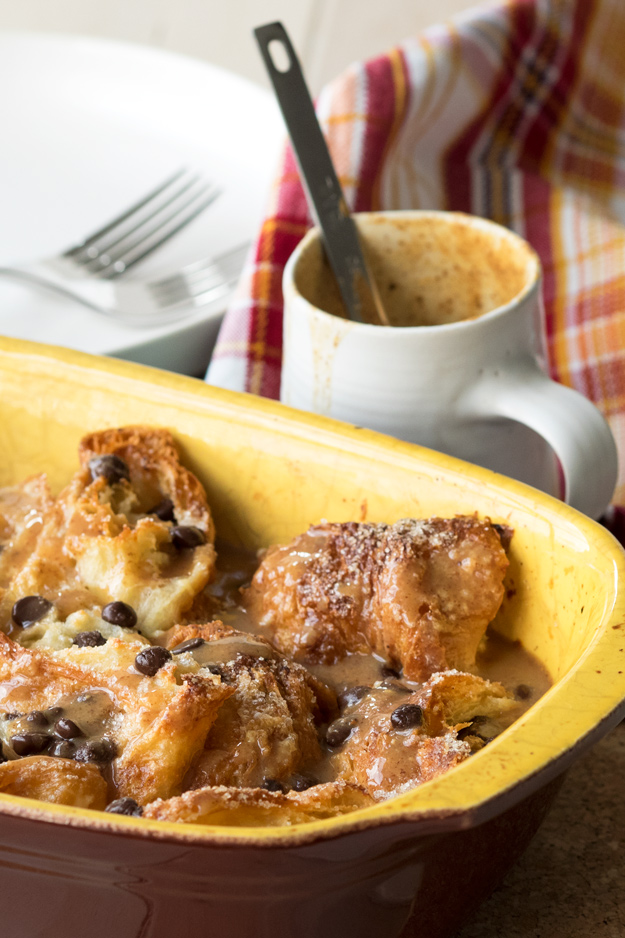 Croissant Bread Pudding with Almond Butter Drizzle