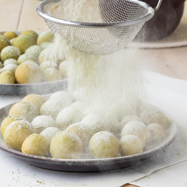 Matcha Powder on Easy Mochi Donuts Recipe (GF) | The Worktop