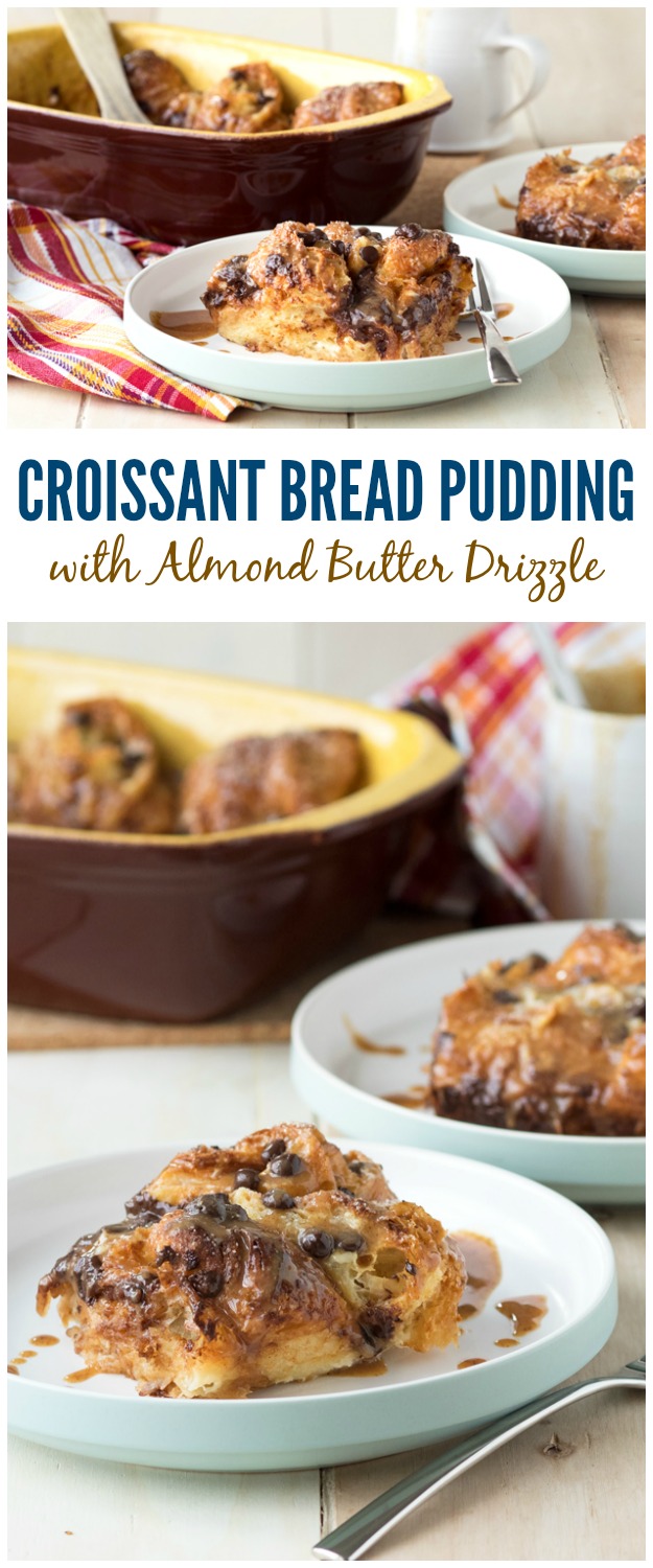 Croissant Bread Pudding with Almond Butter Drizzle - a dessert that's now a breakfast and brunch!
