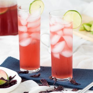 Hibiscus Lime and Coconut Cooler | The Worktop -- for a beautiful drink! #coconutwater #hibiscus
