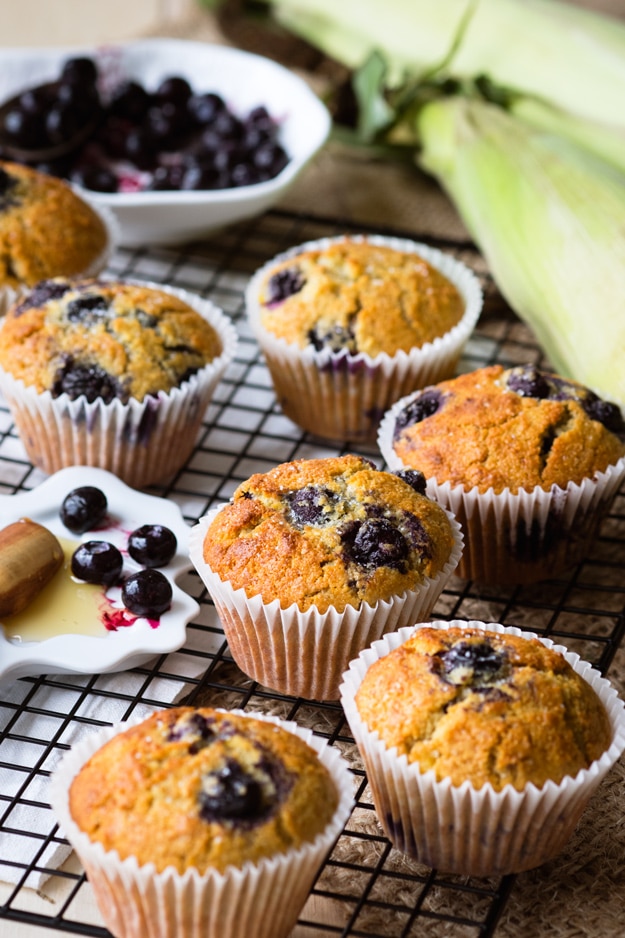 Blueberry Cornbread Muffins with a touch of honey | The Worktop