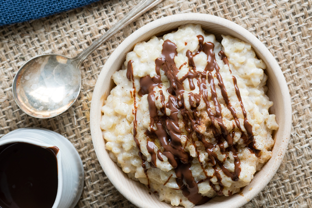 Eggnog Rice Pudding - topped with chocolate drizzle | The Worktop