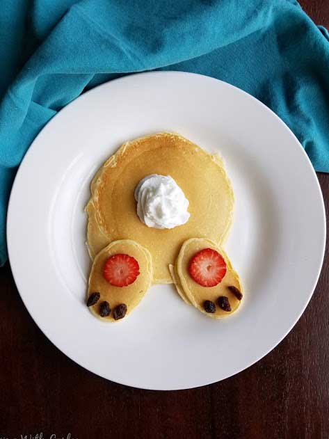 Bunny Butt Pancakes for Kids Easter Breakfast Idea