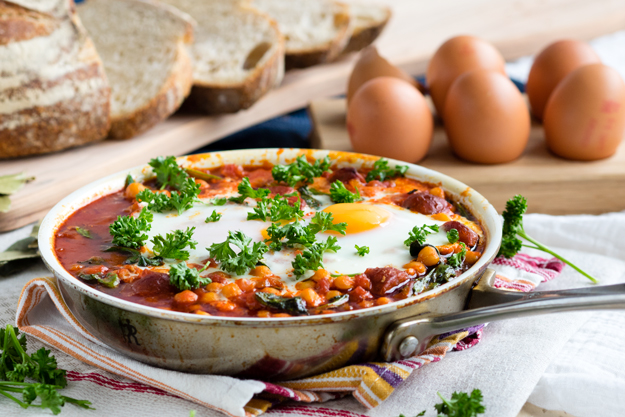 Chorizo Chickpea and Baked Eggs | The Worktop