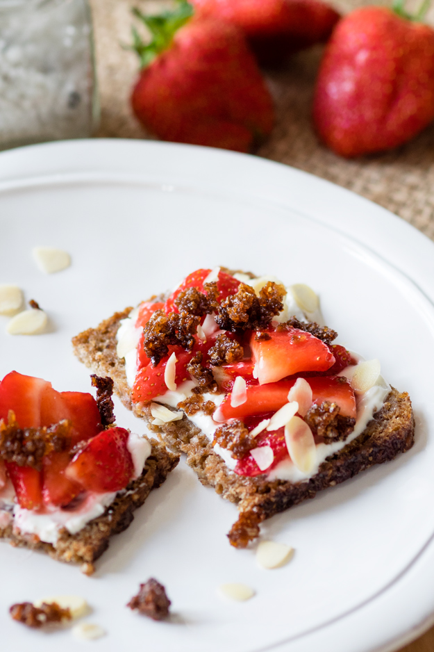 Strawberries and Granola Open Faced Sandwich | The Worktop