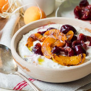 Smashed Cherries and Olive Oil Apricots on Bircher | The Worktop