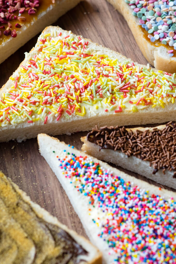 Classic fairy bread with butter and sprinkles on triangle toast | The Worktop