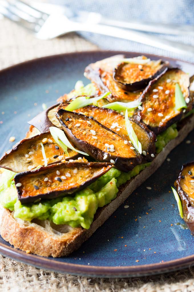 Maple and Miso Eggplant on Avocado Toast | The Worktop