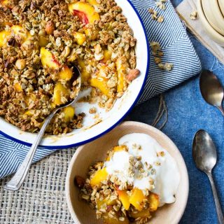 Healthy Peach Crisp with Granola | The Worktop - a family favorite for breakfast