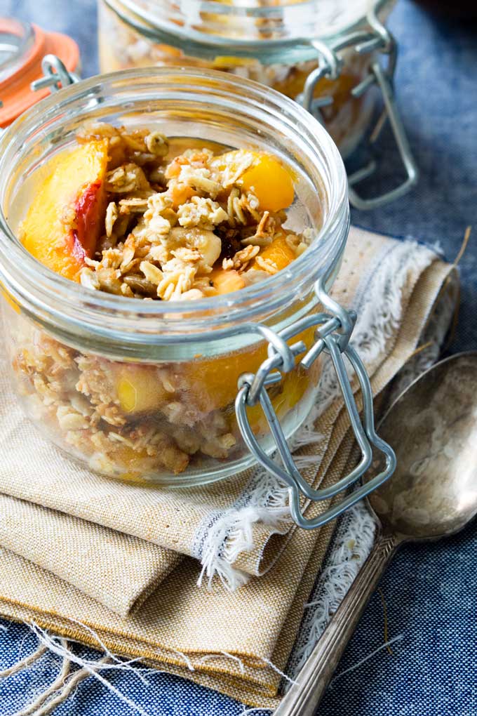 Healthy Peach Crisp with Granola | The Worktop - a family favorite for breakfast