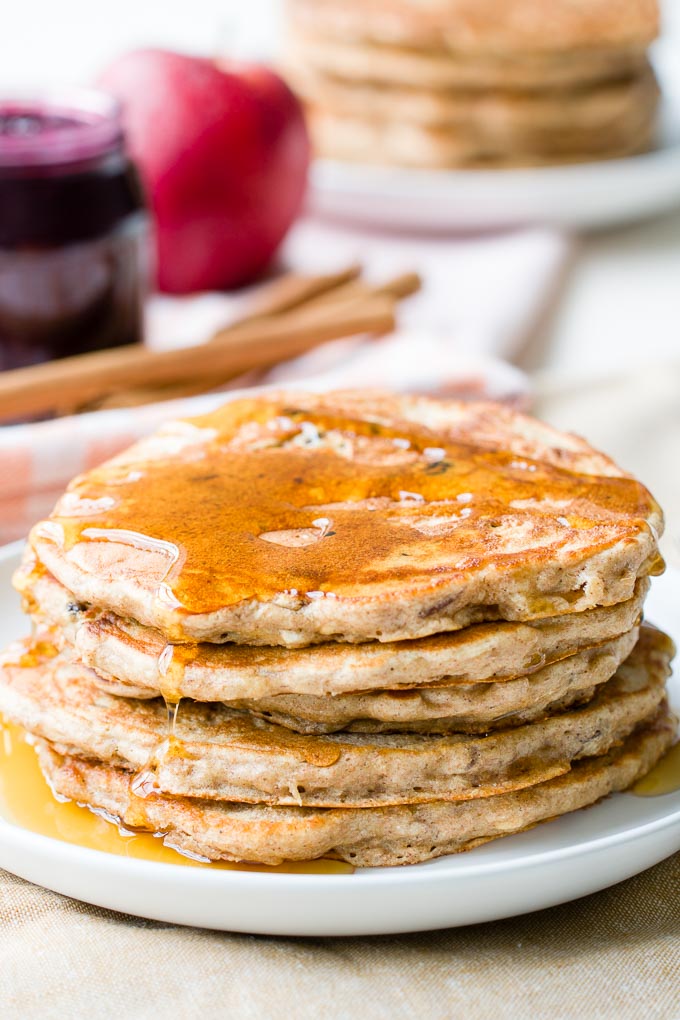 Stack of Healthy Apple Pancakes -  Ultimate List of Fall Breakfast Ideas | The Worktop