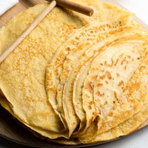 French Crepe Recipe - Stack of basic crepes for an easy breakfast