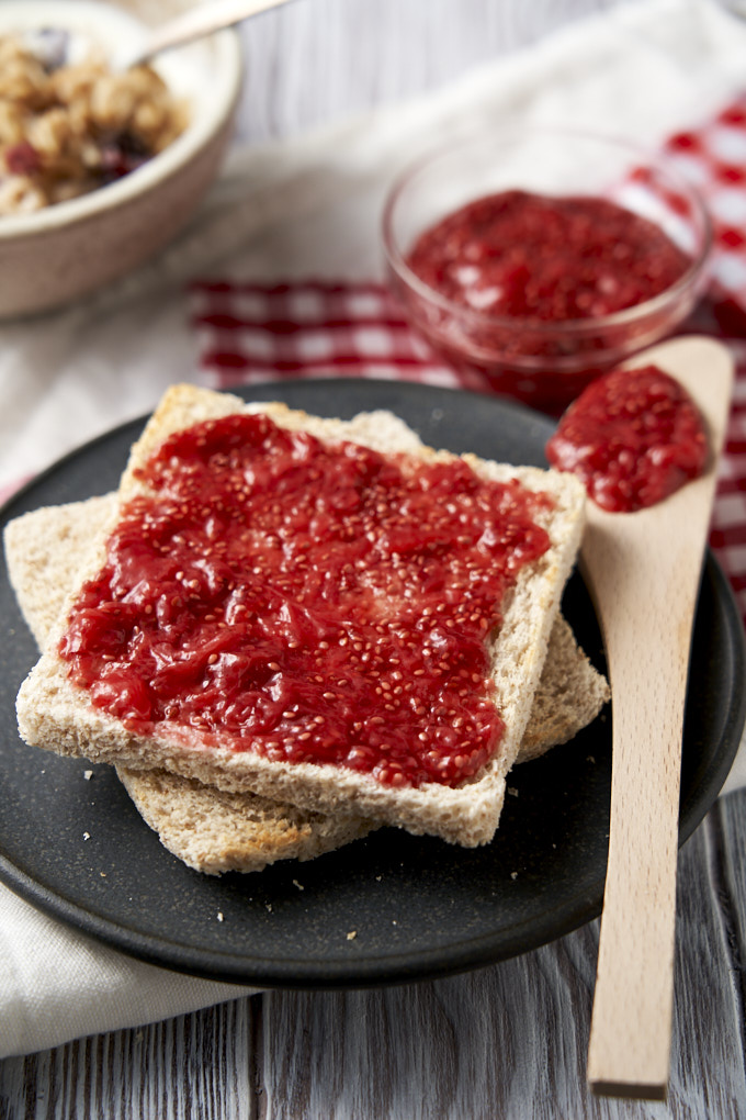 Healthy Chia Jam made with Strawberries - on toast | The Worktop
