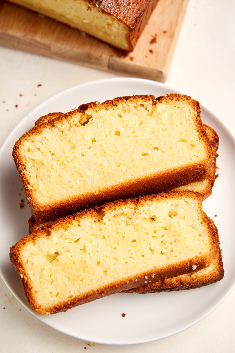 Best Lemon Pound Cake - sliced and plated | The Worktop
