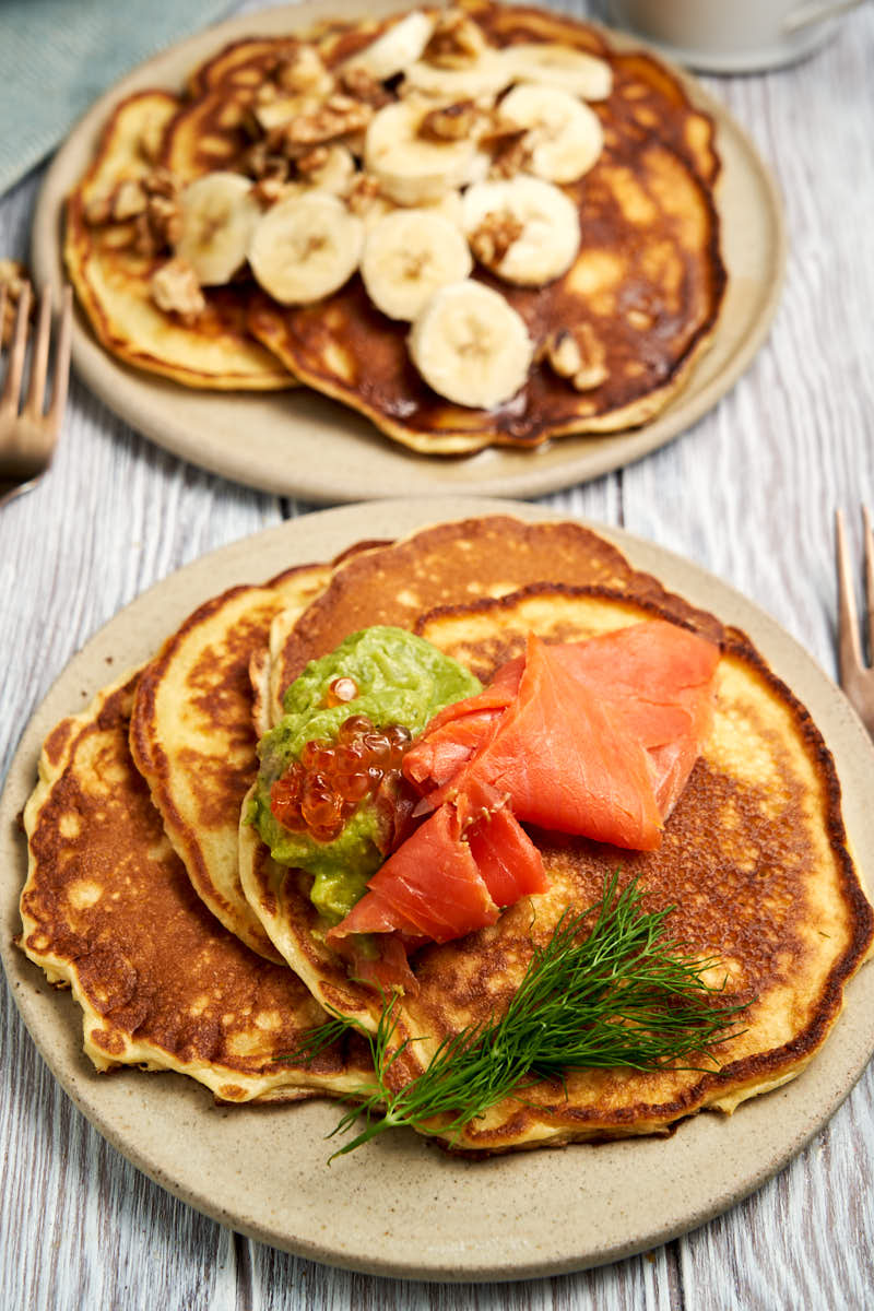Sour Cream Pancakes - sweet or savory with 2 plates | The Worktop