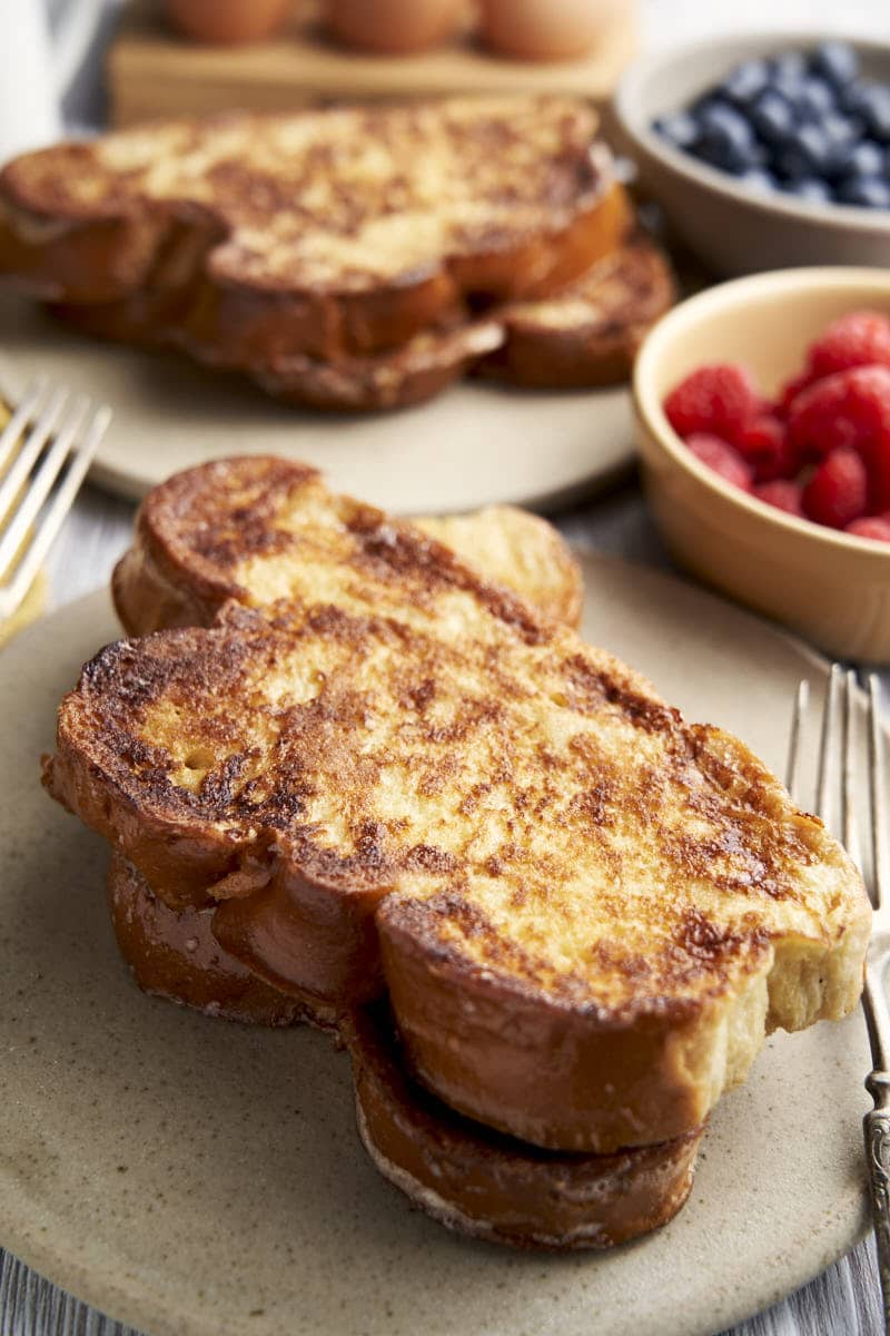 Best Challah French Toast - 2 slices stacked | The Worktop