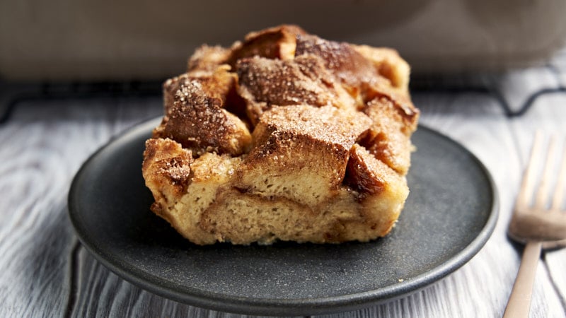 Challah French Toast Casserole - close up to show challah custard filling | The Worktop