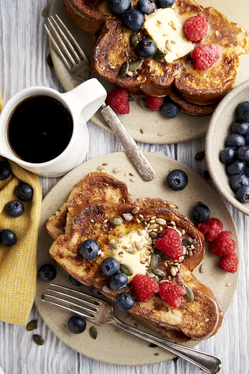 French Toast with Challah Bread - Overhead shot 2 plates | The Worktop