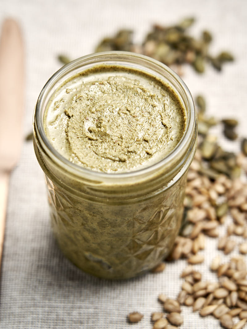 Sunflower and Pumpkin Seed Butter - a healthy nut free spread in a jar | The Worktop