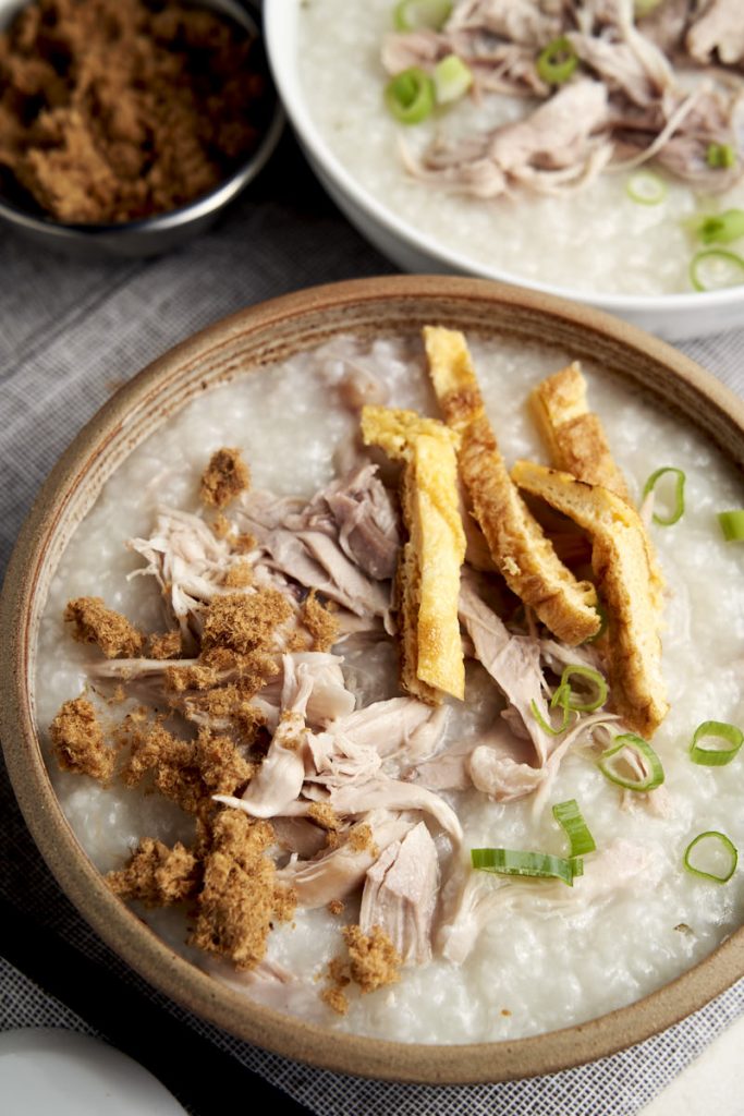 Slow Cooker Congee with Chicken - served for breakfast | The Worktop