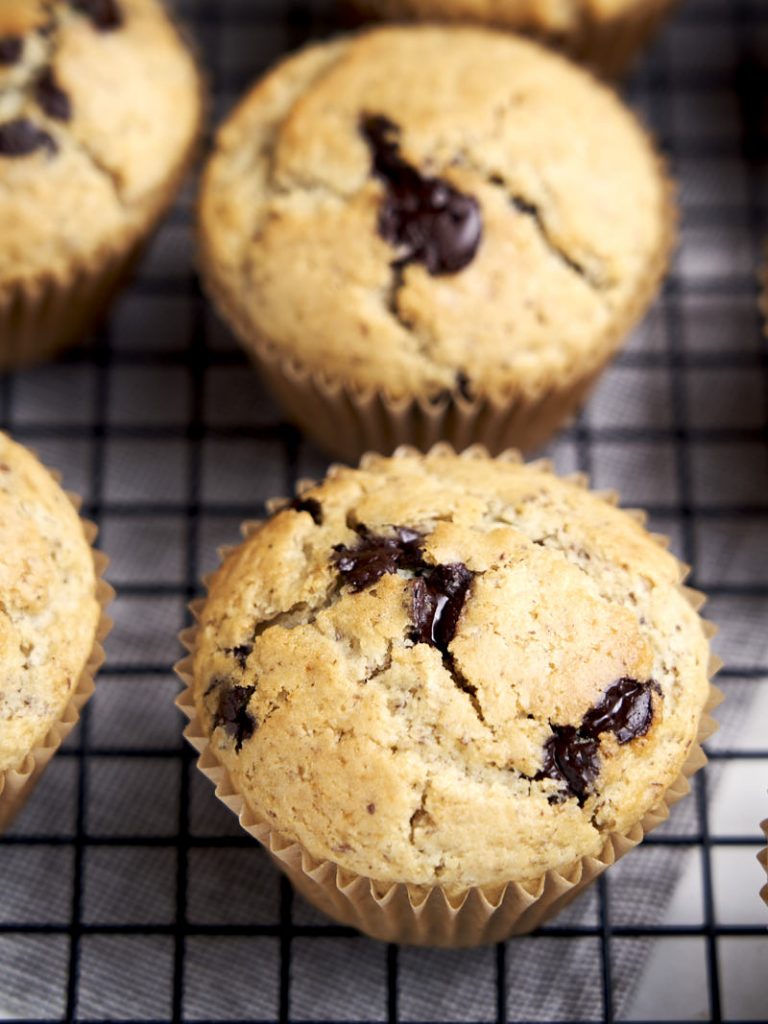 Vegan Chocolate Chip Muffins - Close up of muffin top | The Worktop