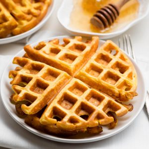 Cottage Cheese Waffles Recipe - Waffle on plate for brunch | The Worktop