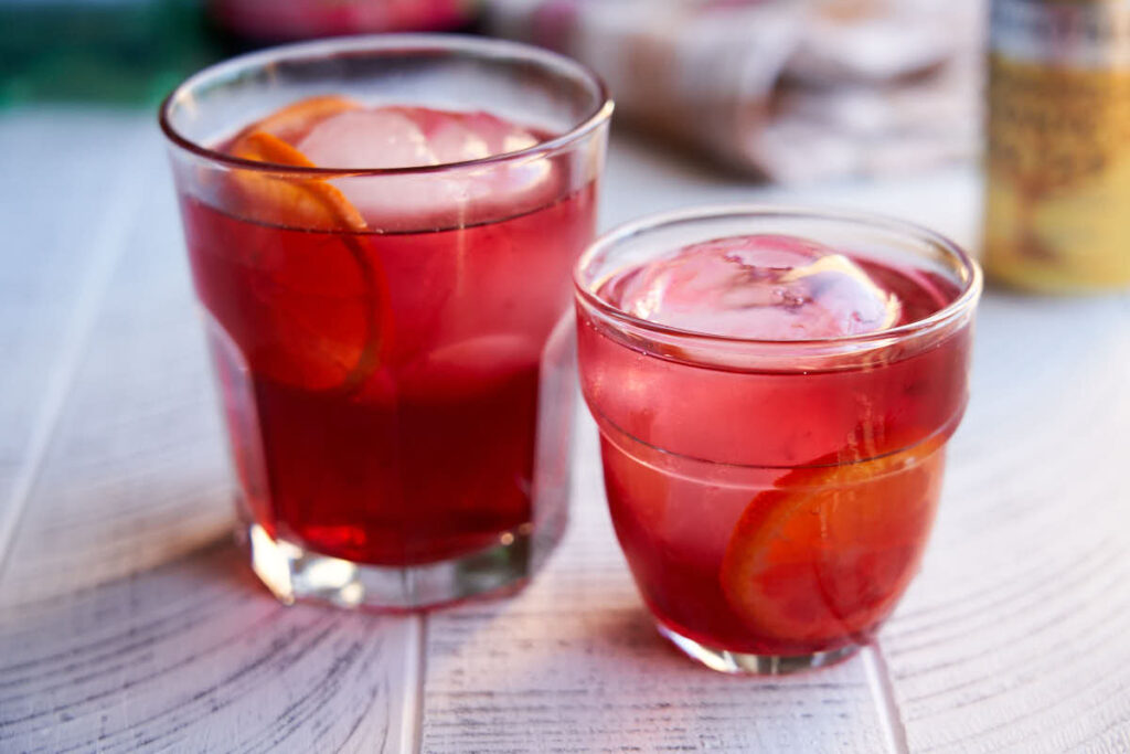 Christmas cocktail with cranberry juice