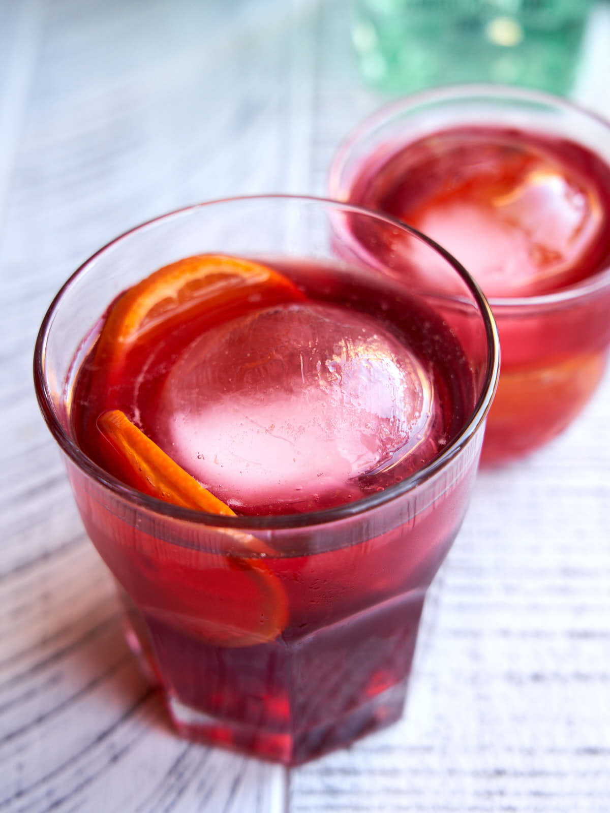 Cranberry Gin Mocktail with round ice cube