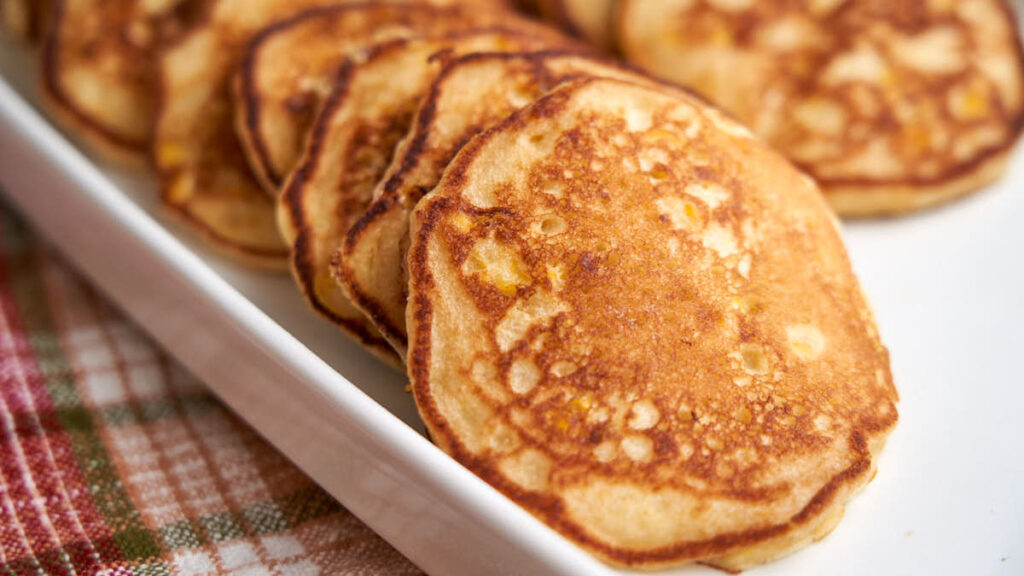 corn pancake recipe - plated for breakfast