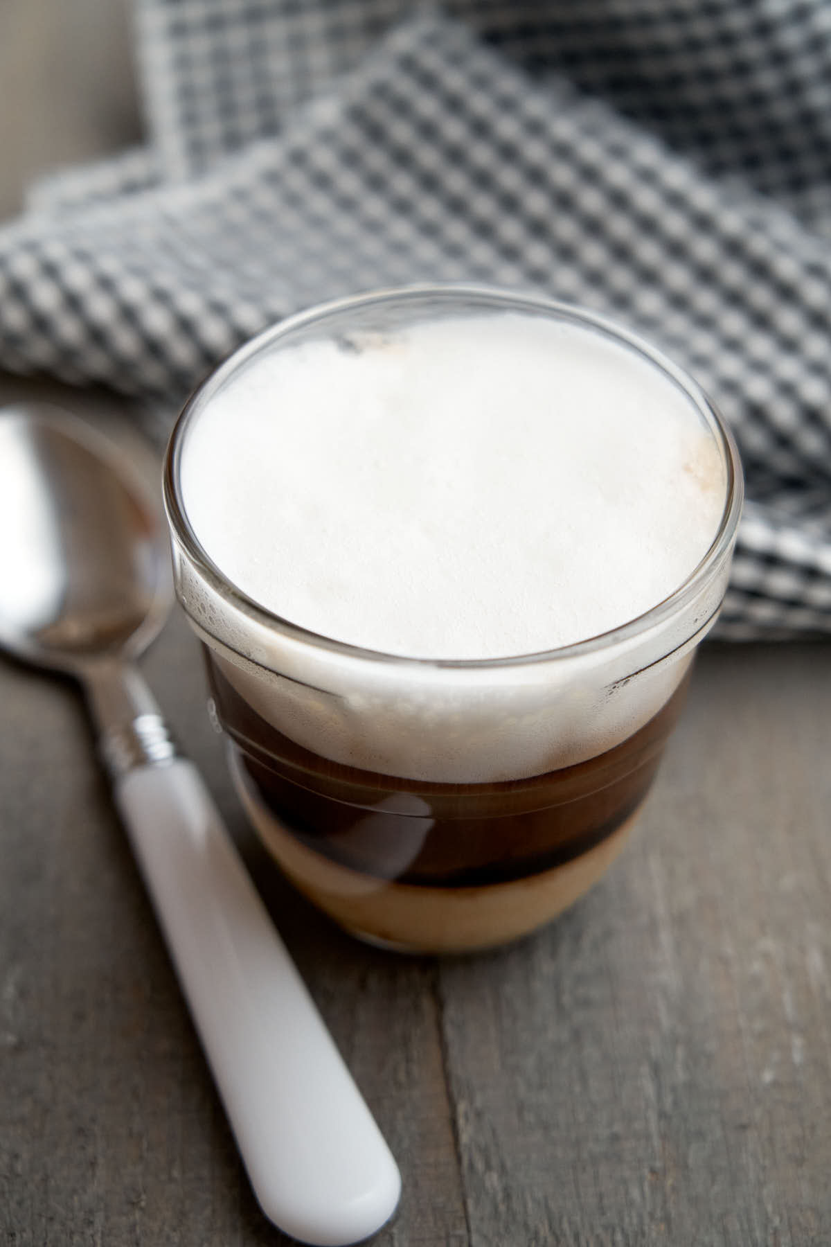 Espresso and condensed milk drink - glass cup to show layers
